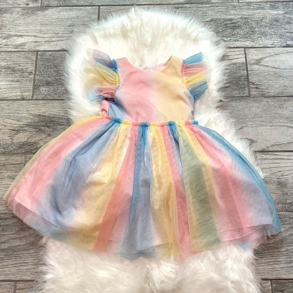 Pippa & Julie Other - Pippa & Julie Striped Pastel Mesh Dress Size 3T